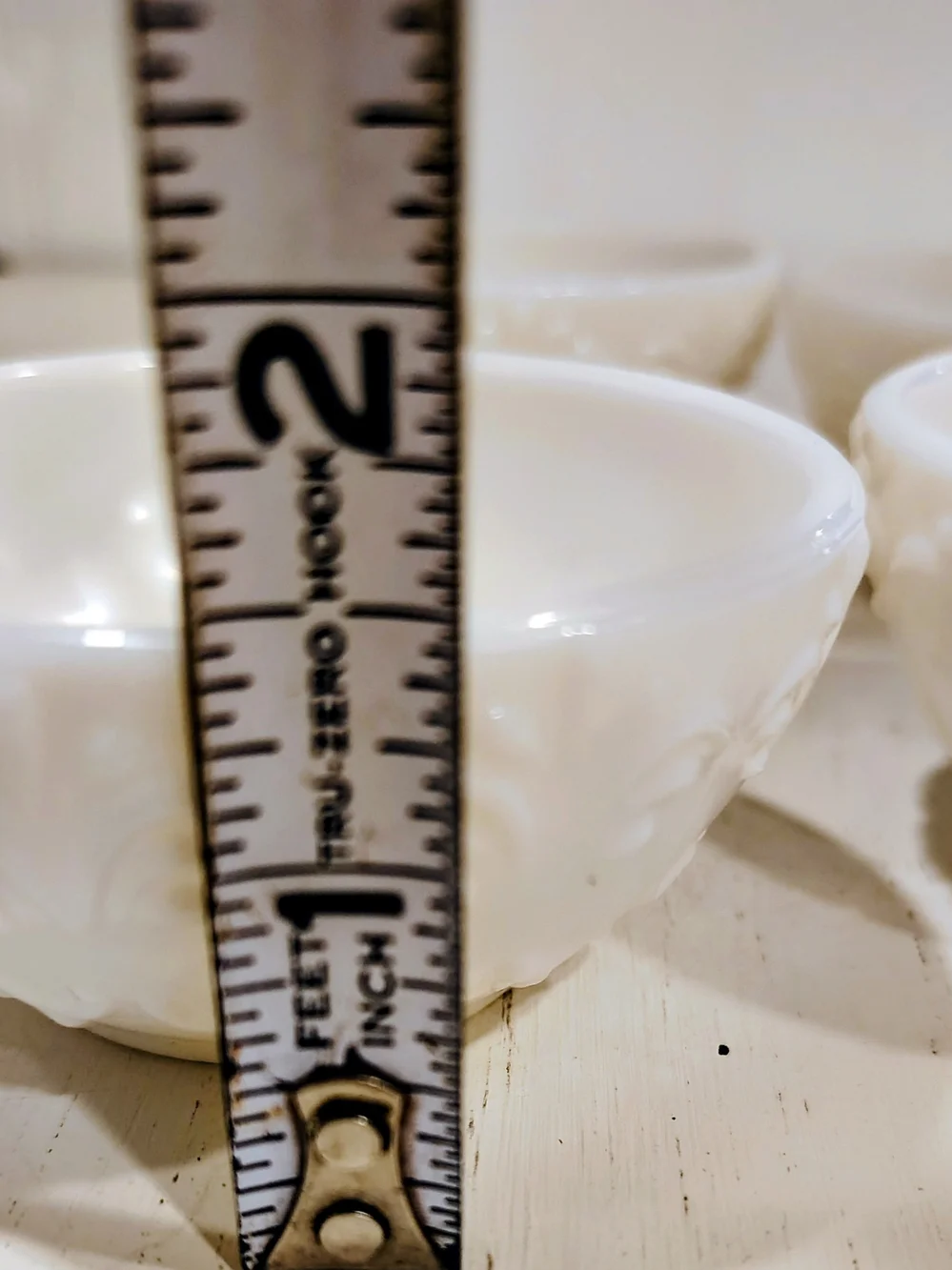 White Embossed Ceramic Serving Bowls - Set of 4